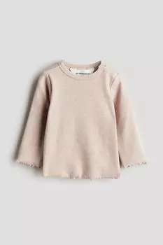 Рубашка в рубчик с длинными рукавами H&M, розовый