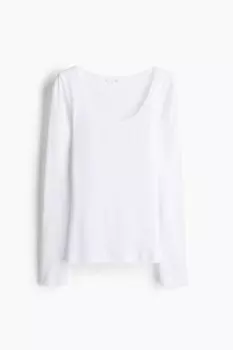 Рубашка в рубчик с кружевом H&M, белый