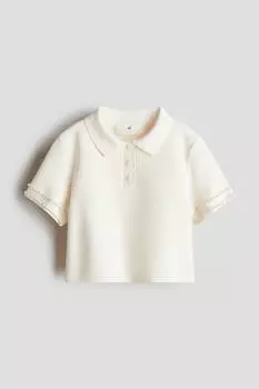 Рубашка в рубчик с украшениями H&M, бежевый