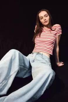 Рубашка в рубчик с вырезом-лодочкой H&M, мультиколор