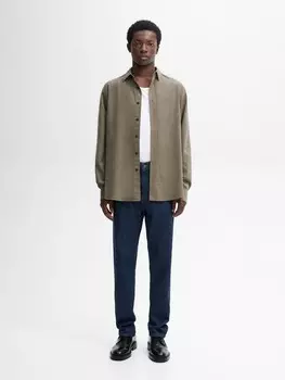 Рубашка в рубчик стандартного кроя Massimo Dutti, зеленый