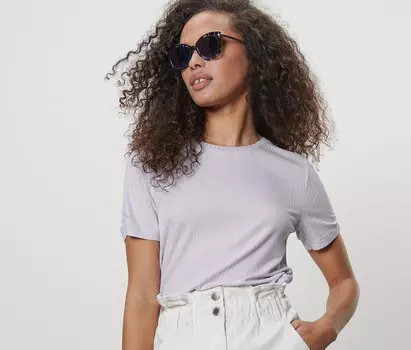 Рубашка в рубчик Tchibo, сирень