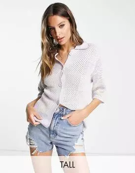 Рубашка в шахматную клетку ASOS DESIGN Tall с открытой строчкой