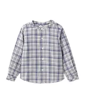 Рубашка в синюю клетку для мальчика с воротником-стойкой Dadati, синий