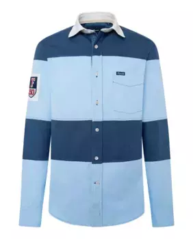 Рубашка в специальную полоску с классической нашивкой на спине FACONNABLE, синий