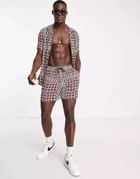 Рубашка в стиле милитари New Look с геопринтом красного цвета