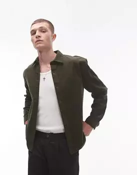 Рубашка в стиле мини-корд свободного кроя цвета хаки Topman