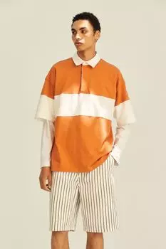 Рубашка в стиле регби оверсайз с коротким рукавом H&amp;M, оранжевые/цветные блоки