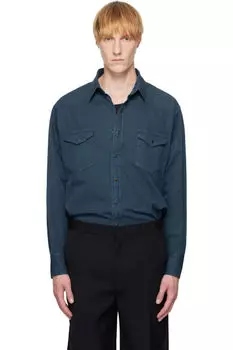 Рубашка в стиле вестерн из габардина Finx, окрашенного в синий цвет AURALEE