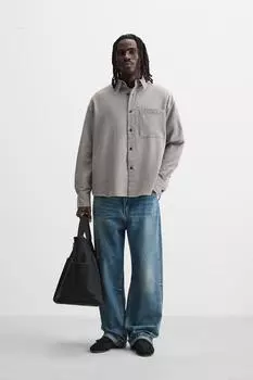 Рубашка в текстурированную клетку ZARA, розовый