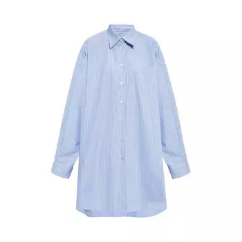 Рубашка в тонкую полоску из поплина Maison Margiela, цвет: белый/синий