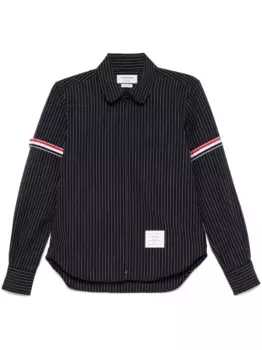 Рубашка в тонкую полоску на молнии THOM BROWNE, синий