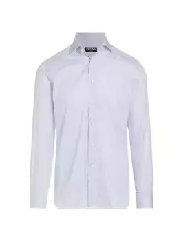 Рубашка в тонкую полоску на пуговицах спереди Zegna, синий