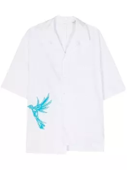 Рубашка в тонкую полоску с аппликацией Lanvin, черный