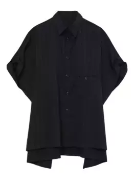 Рубашка в тонкую полоску с короткими рукавами Y's, черный