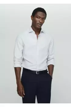 Рубашка в тонкую полоску с узором Mango, серый