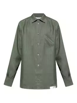 Рубашка в тонкую полоску с застегивающимися манжетами GOLDEN GOOSE, зеленый