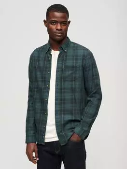 Рубашка в винтажную клетку из органического хлопка Superdry, хокстон темно-зеленый