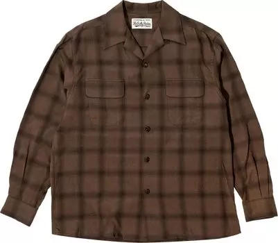 Рубашка Wacko Maria Ombray Check Open Collar Shirt 'Brown', коричневый