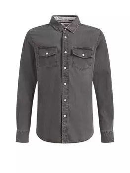 Рубашка WE Fashion Slim fit Button Up, серый деним