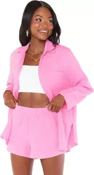 Рубашка Weekday Button-Up Show Me Your Mumu, цвет Bubblegum Gauze
