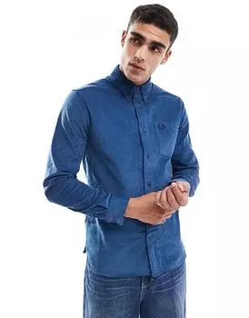 Рубашка вельвет с длинным рукавом синего цвета Fred Perry
