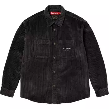 Рубашка вельвета с широкими полосками на кнопках Supreme, черный