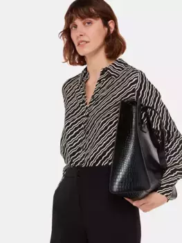 Рубашка Whistles Diagonal Ripple Ecovero, цвет black/multi