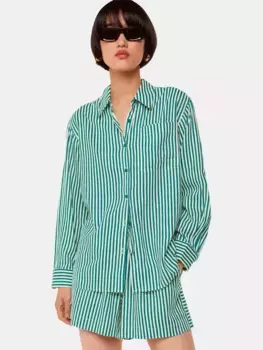 Рубашка Whistles Seaside Stripe Linen Blend, цвет green/multi