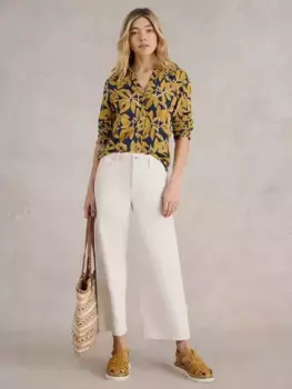 Рубашка White Stuff Annie Leaf Print, цвет navy/yellow