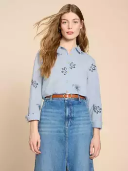 Рубашка White Stuff Sophie Cotton Embroidered, синий