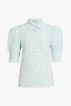 Рубашка Willa из шелкового крепдешина в ломаную клетку ALICE + OLIVIA, синий