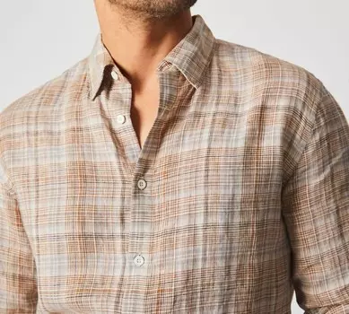 Рубашка Wilson в клетку Linen Line (британский хаки/серебристый) Billy Reid