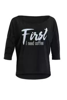 Рубашка Winshape с рукавом 3/4 "MCS001 ультралегкая", с белым блестящим принтом, цвет Schwarz - Glitzer Wei