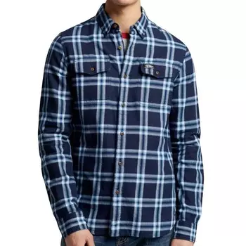 Рубашка винтажная с оригинальным логотипом Superdry, синий