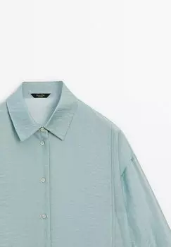 Рубашка With Collar Massimo Dutti, светло-голубая