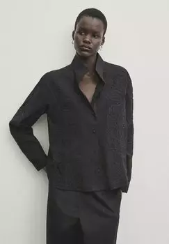 Рубашка With Embroidered Details Massimo Dutti, черный
