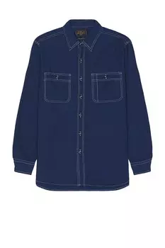 Рубашка Work Indigo из шамбре Beams Plus, индиго