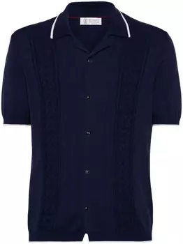Рубашка вязки интарсия Brunello Cucinelli, синий