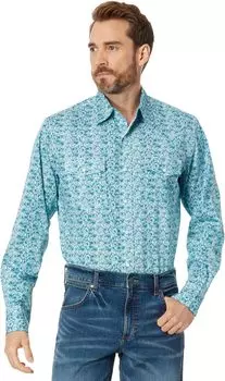 Рубашка Wrangler 20X Long Sleeve Advanced Comfort Print, цвет Teal