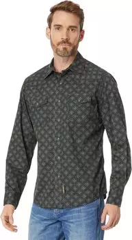 Рубашка Wrangler Retro Premium Long Sleeve Print, цвет Black/Blue/Tan