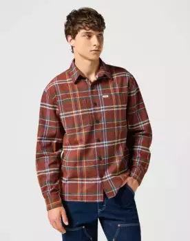 Рубашка Wrangler с длинными рукавами "FRAYED PPLID SHIRT", с клетчатым узором, цвет Picante