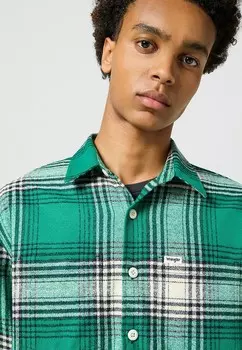 Рубашка Wrangler, зеленый меланж