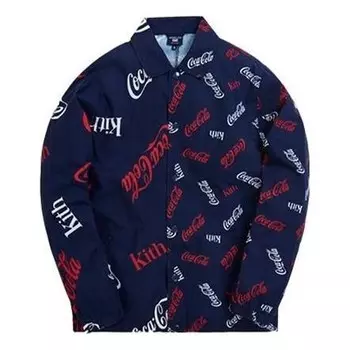 Рубашка x coca-cola x mitchell & ness coke coaches jacket 'navy' Kith, синий