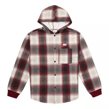 Рубашка x nike plaid hooded sweatshirt 'burgundy' Supreme, бургундия