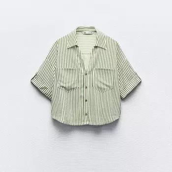 Рубашка Zara Asymmetric Rustic, кремовый/хаки