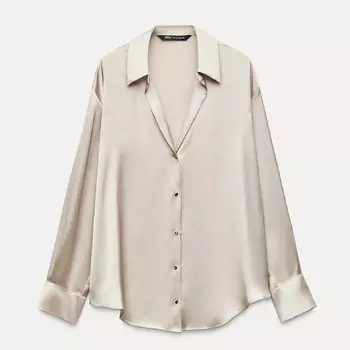 Рубашка Zara Basic Satin, кремовый