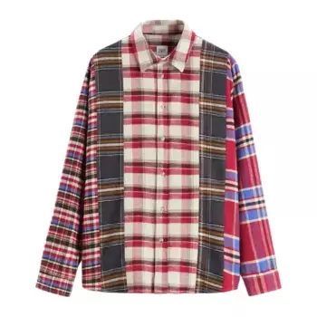 Рубашка Zara Check Patchwork, красный/белый