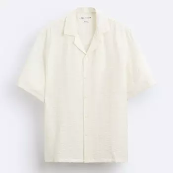 Рубашка Zara Checked Jacquard, кремовый
