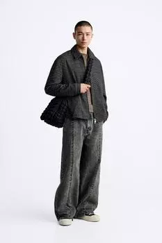 Рубашка ZARA, черный/коричневый